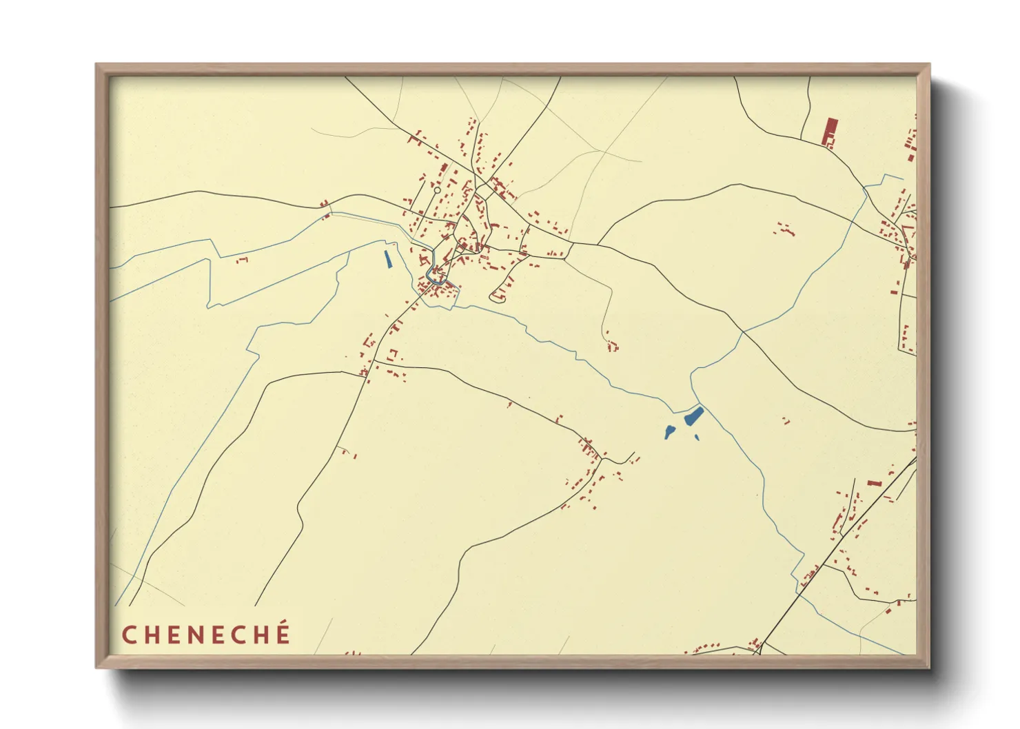 Une affiche de carte sur Cheneché