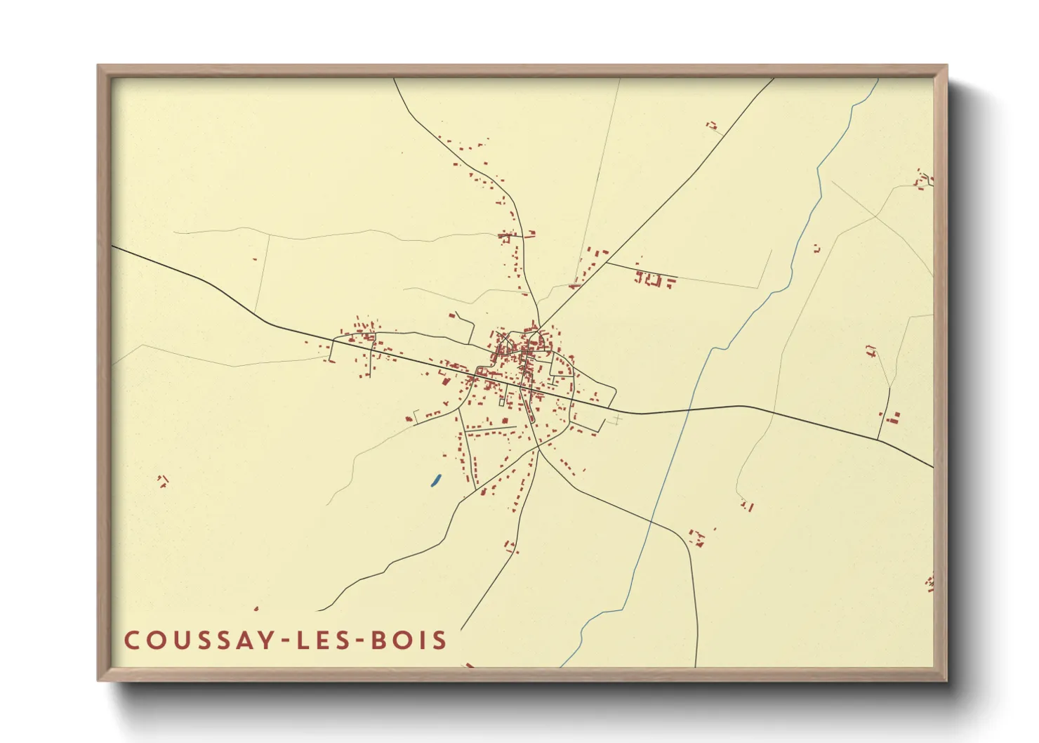 Une affiche de carte sur Coussay-les-Bois