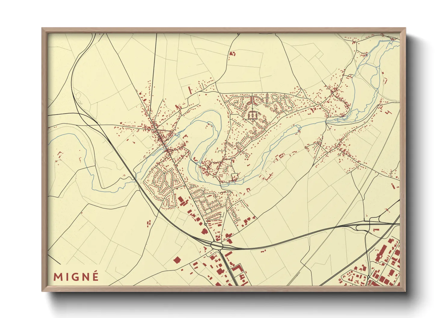 Une affiche de carte sur Migné