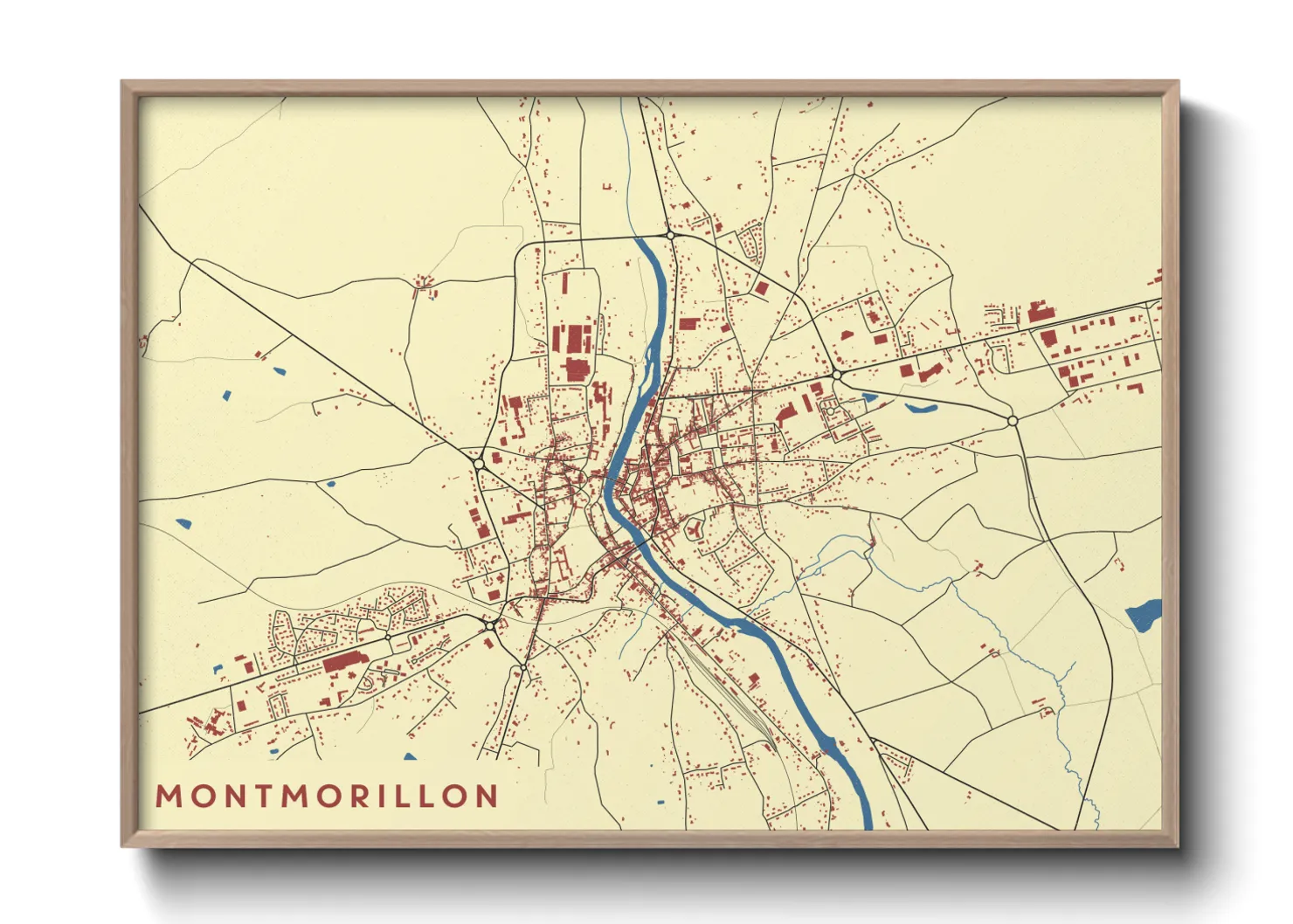 Une affiche de carte sur Montmorillon
