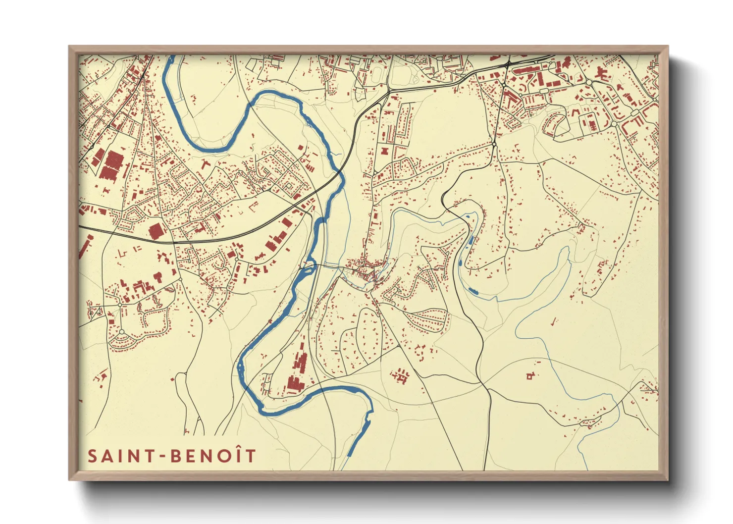Une affiche de carte sur Saint-Benoît