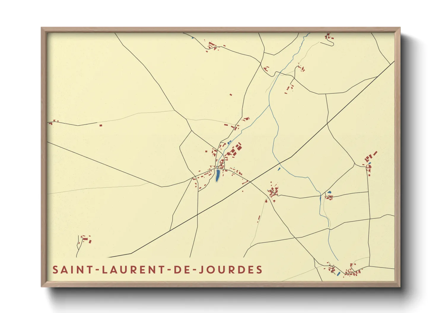 Une affiche de carte sur Saint-Laurent-de-Jourdes