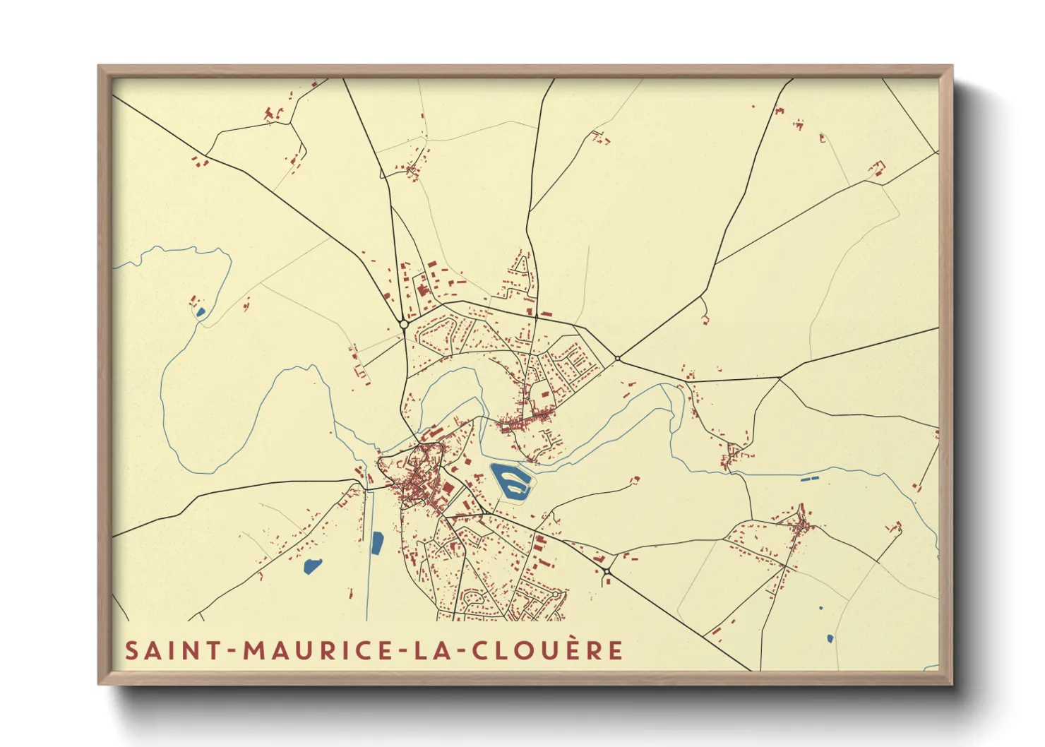 Une affiche de carte sur Saint-Maurice-la-Clouère