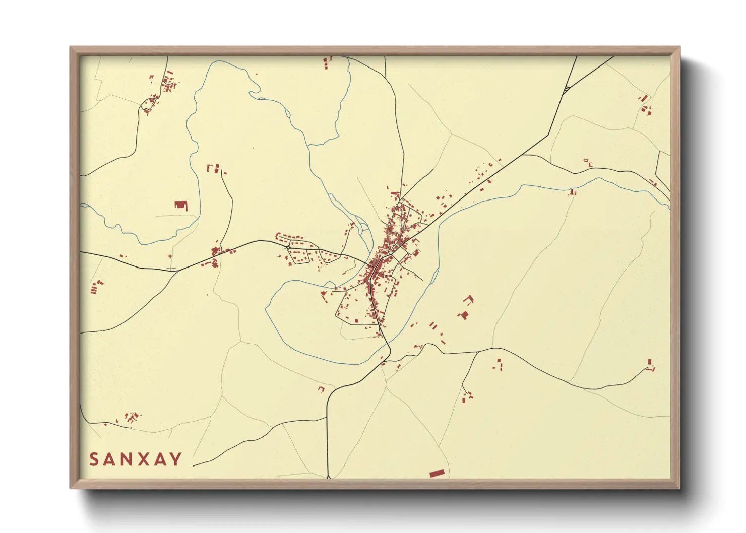 Une affiche de carte sur Sanxay