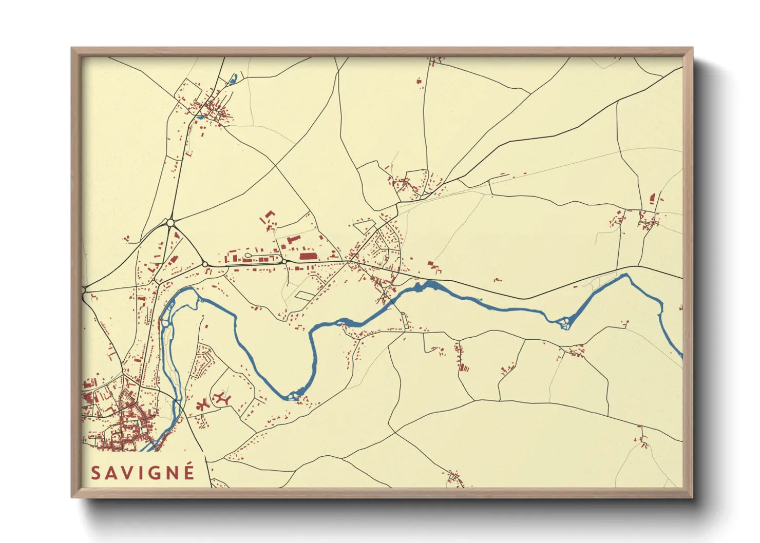 Une affiche de carte sur Savigné