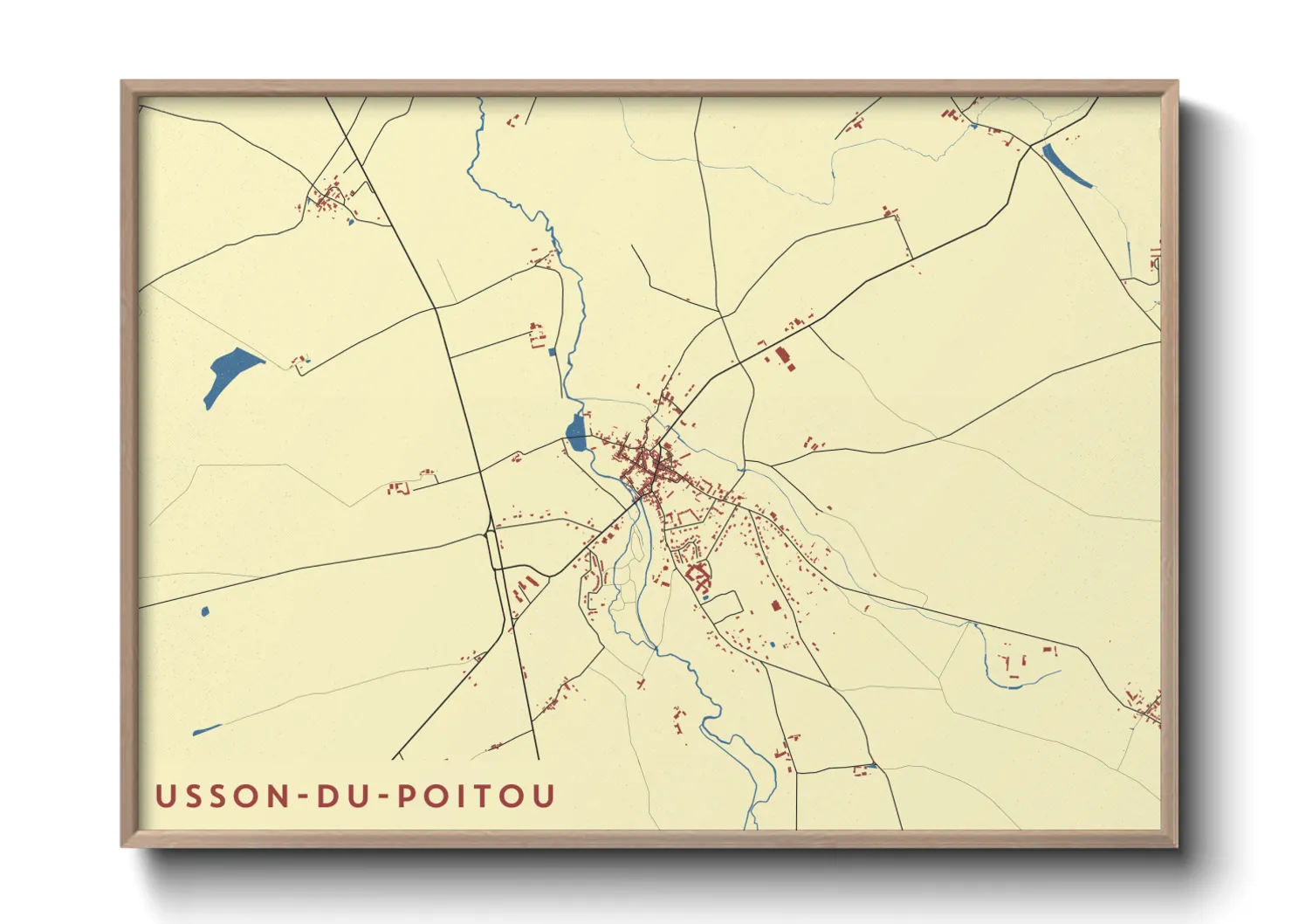 Une affiche de carte sur Usson-du-Poitou