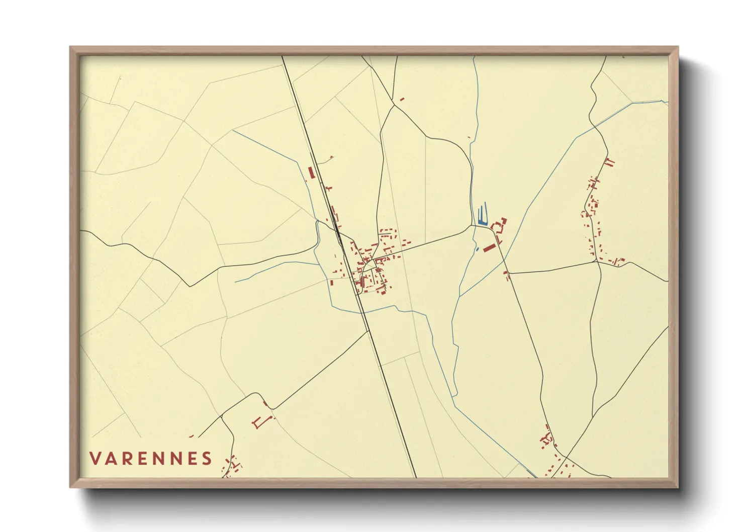 Une affiche de carte sur Varennes