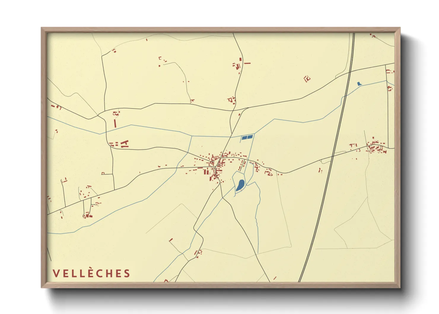 Une affiche de carte sur Vellèches