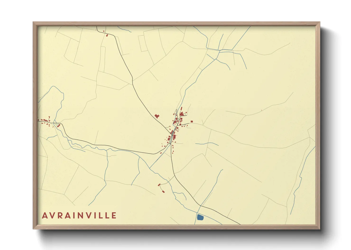 Une affiche de carte sur Avrainville