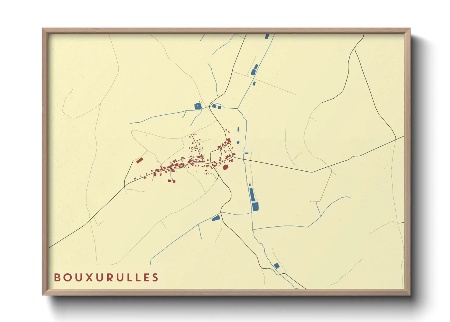 Une affiche de carte sur Bouxurulles