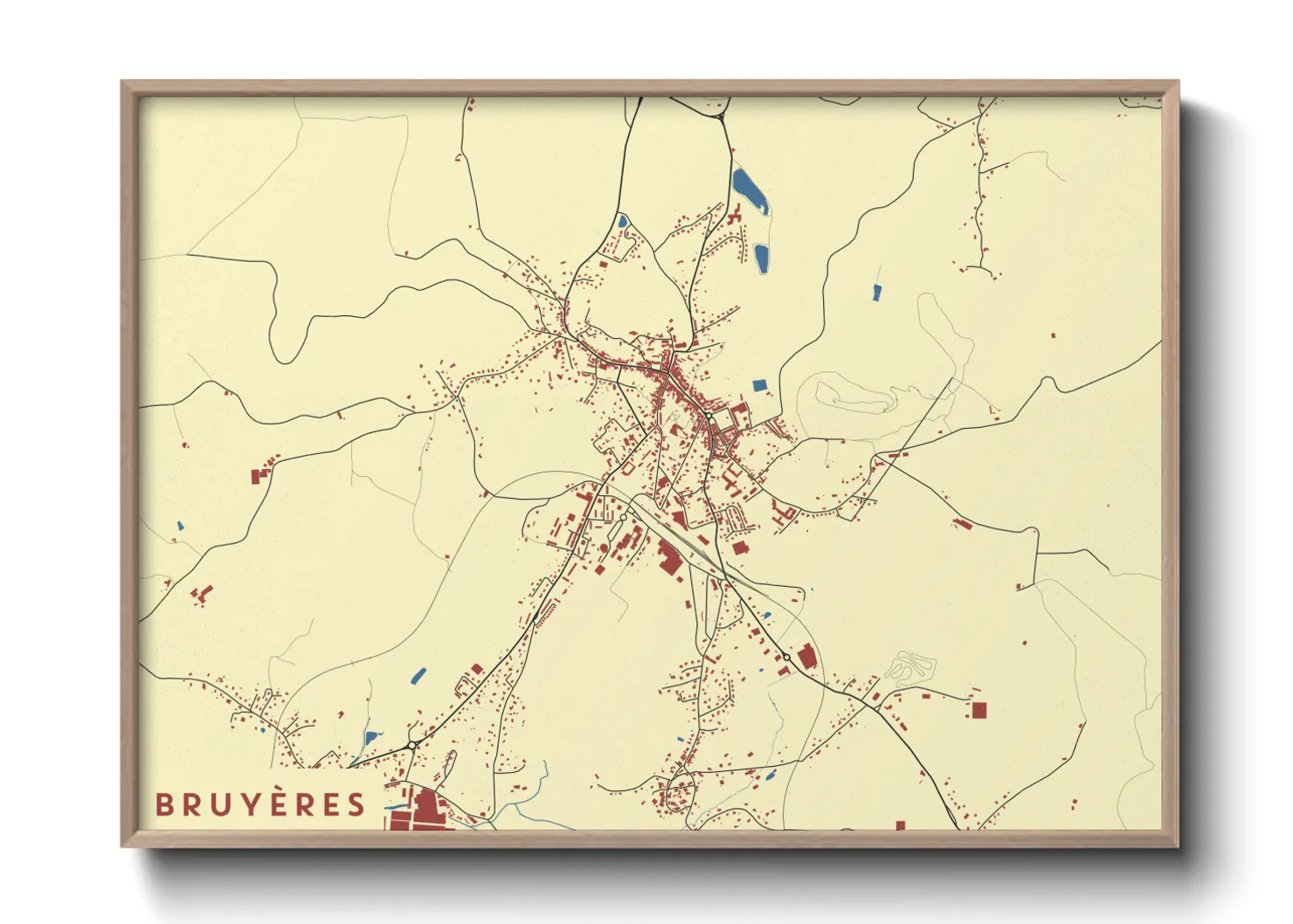 Une affiche de carte sur Bruyères