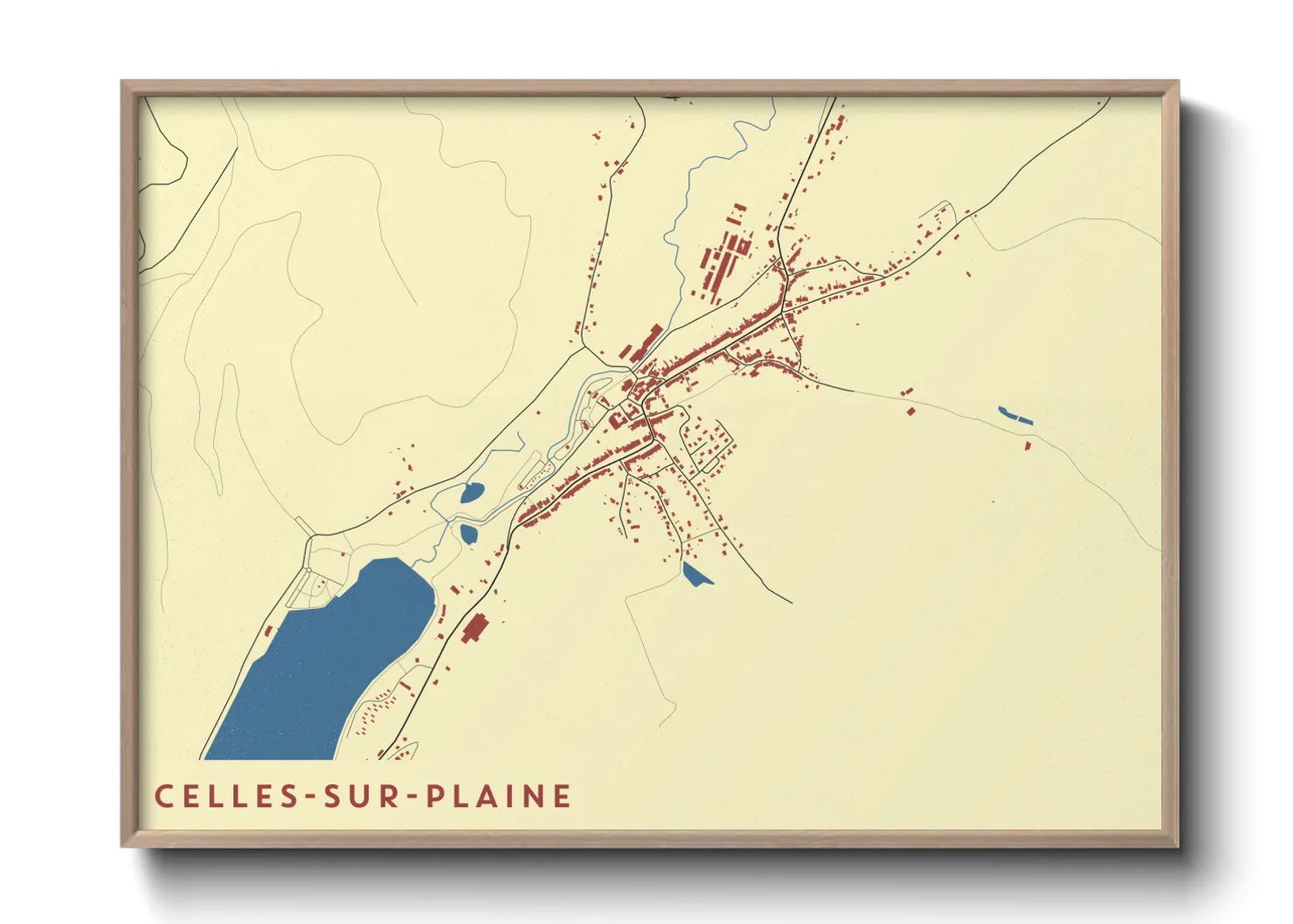 Une affiche de carte sur Celles-sur-Plaine