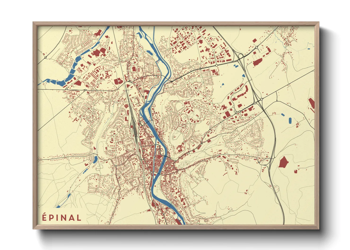 Une affiche de carte sur Épinal