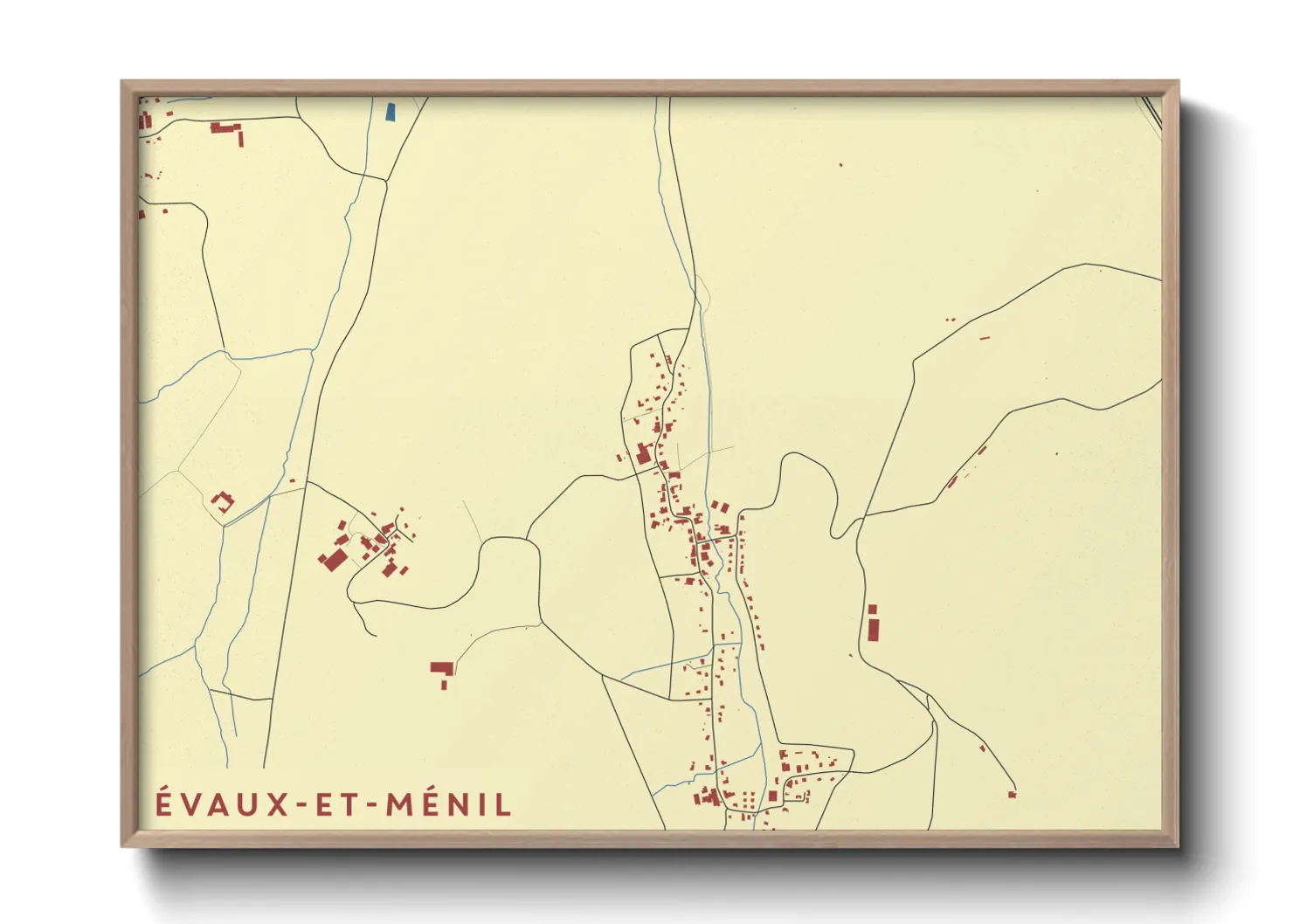 Une affiche de carte sur Évaux-et-Ménil
