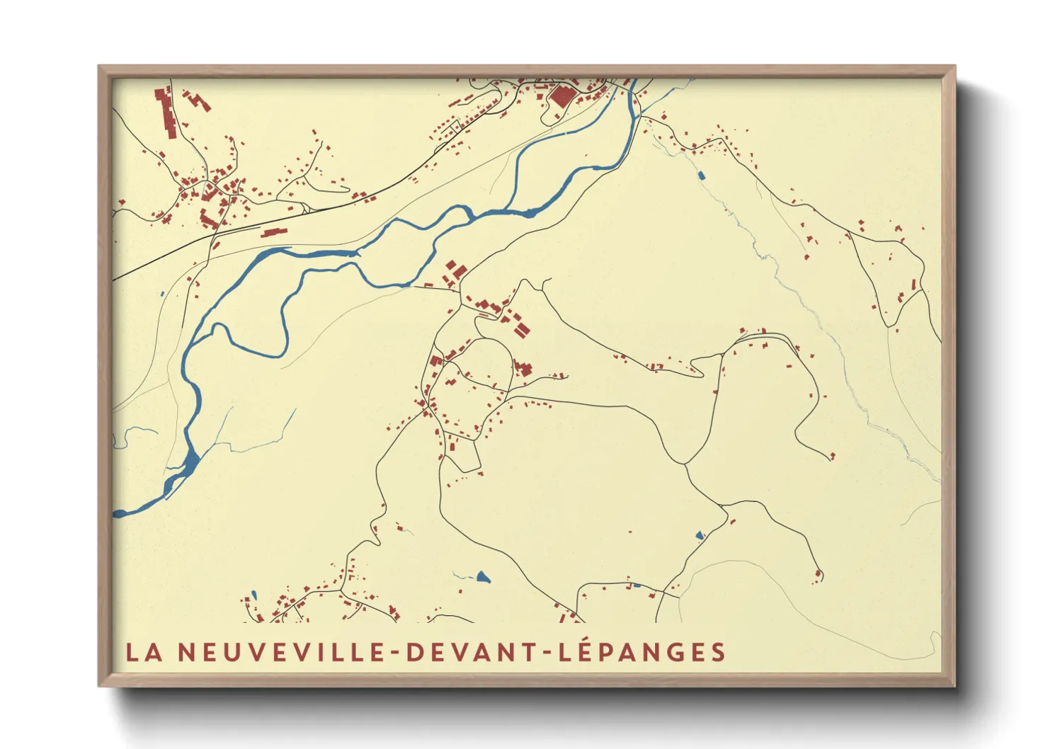 Une affiche de carte sur La Neuveville-devant-Lépanges