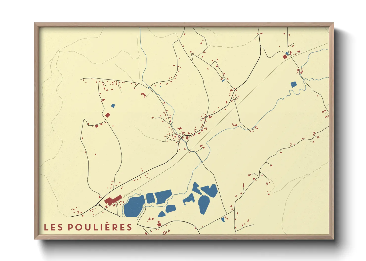 Une affiche de carte sur Les Poulières