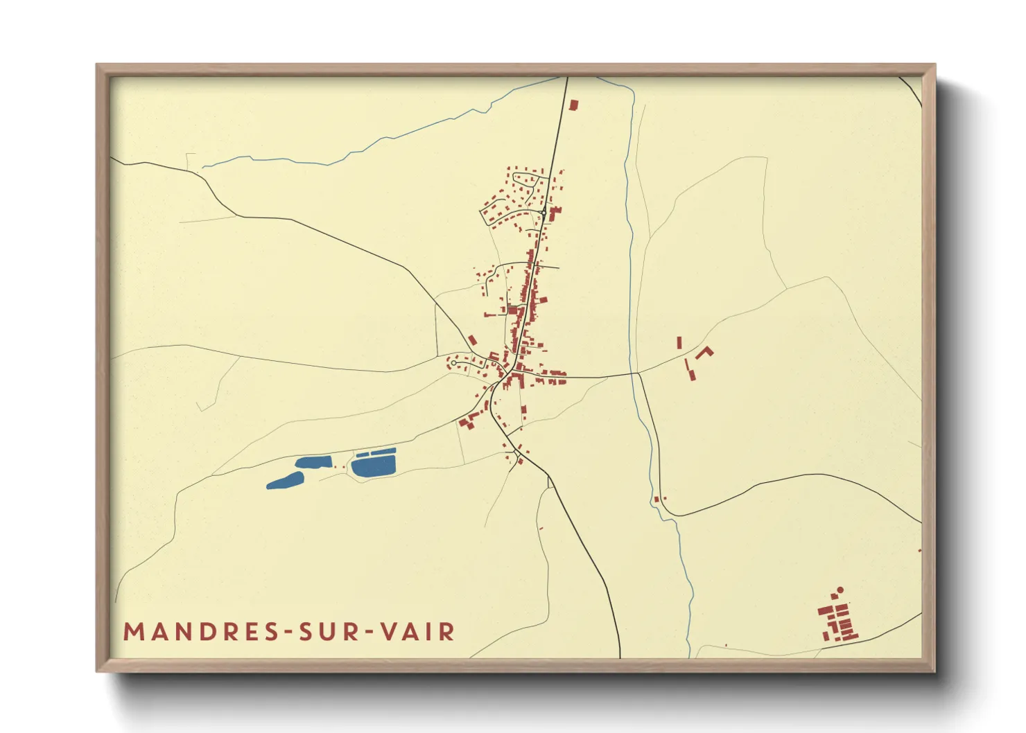 Une affiche de carte sur Mandres-sur-Vair
