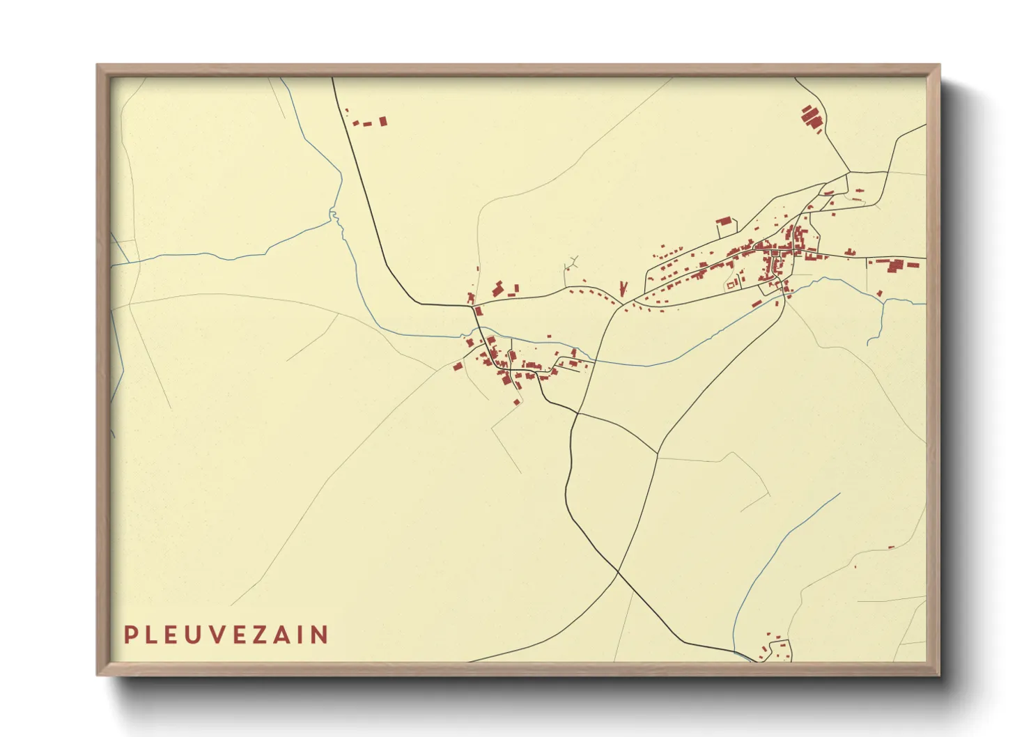 Une affiche de carte sur Pleuvezain
