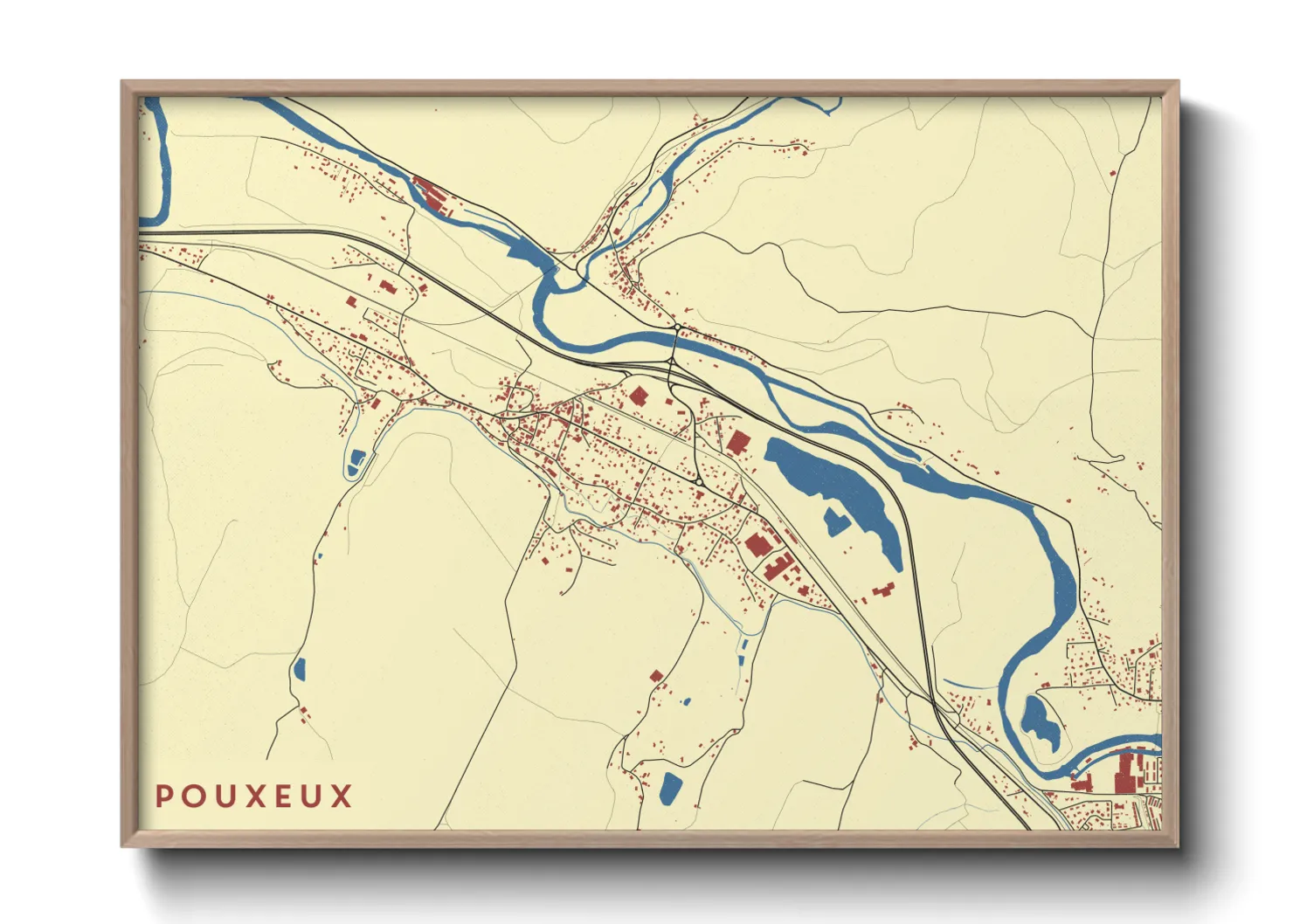 Une affiche de carte sur Pouxeux
