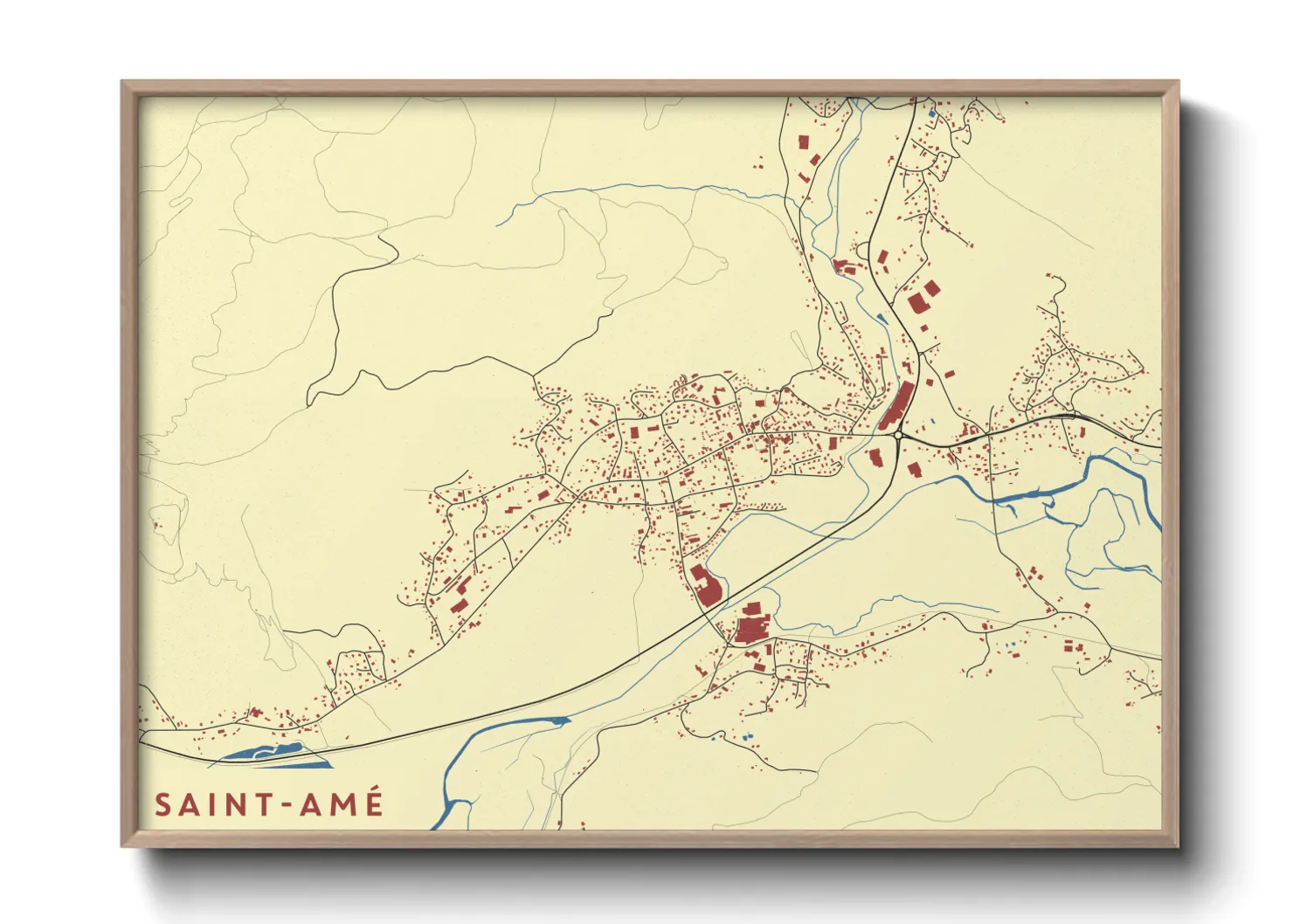 Une affiche de carte sur Saint-Amé