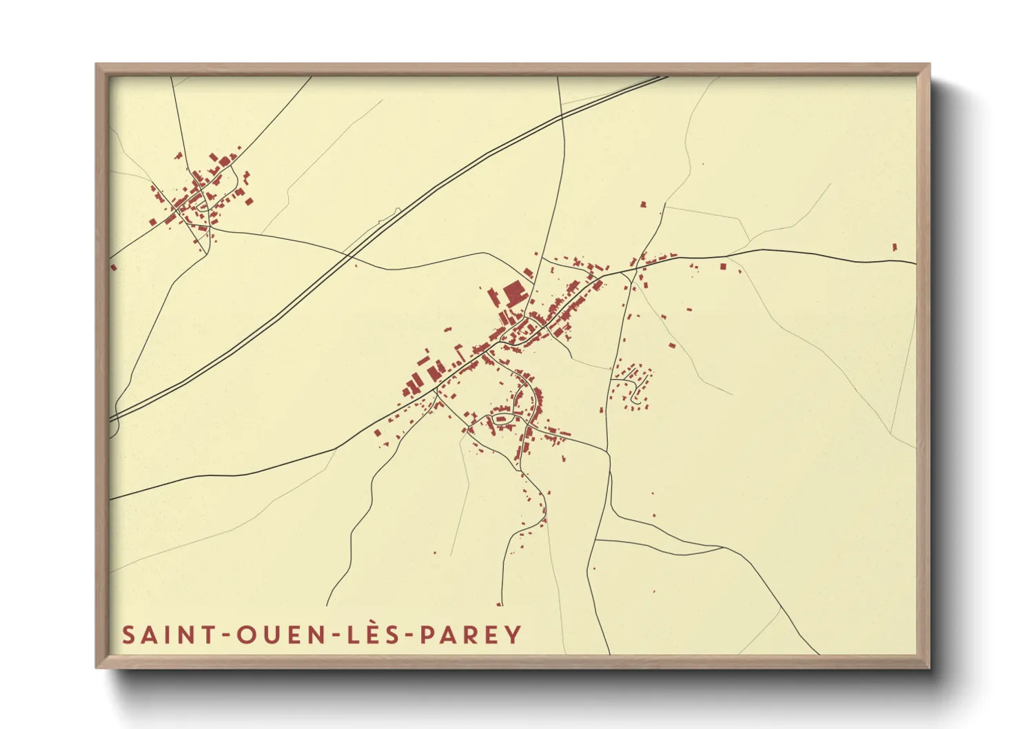 Une affiche de carte sur Saint-Ouen-lès-Parey