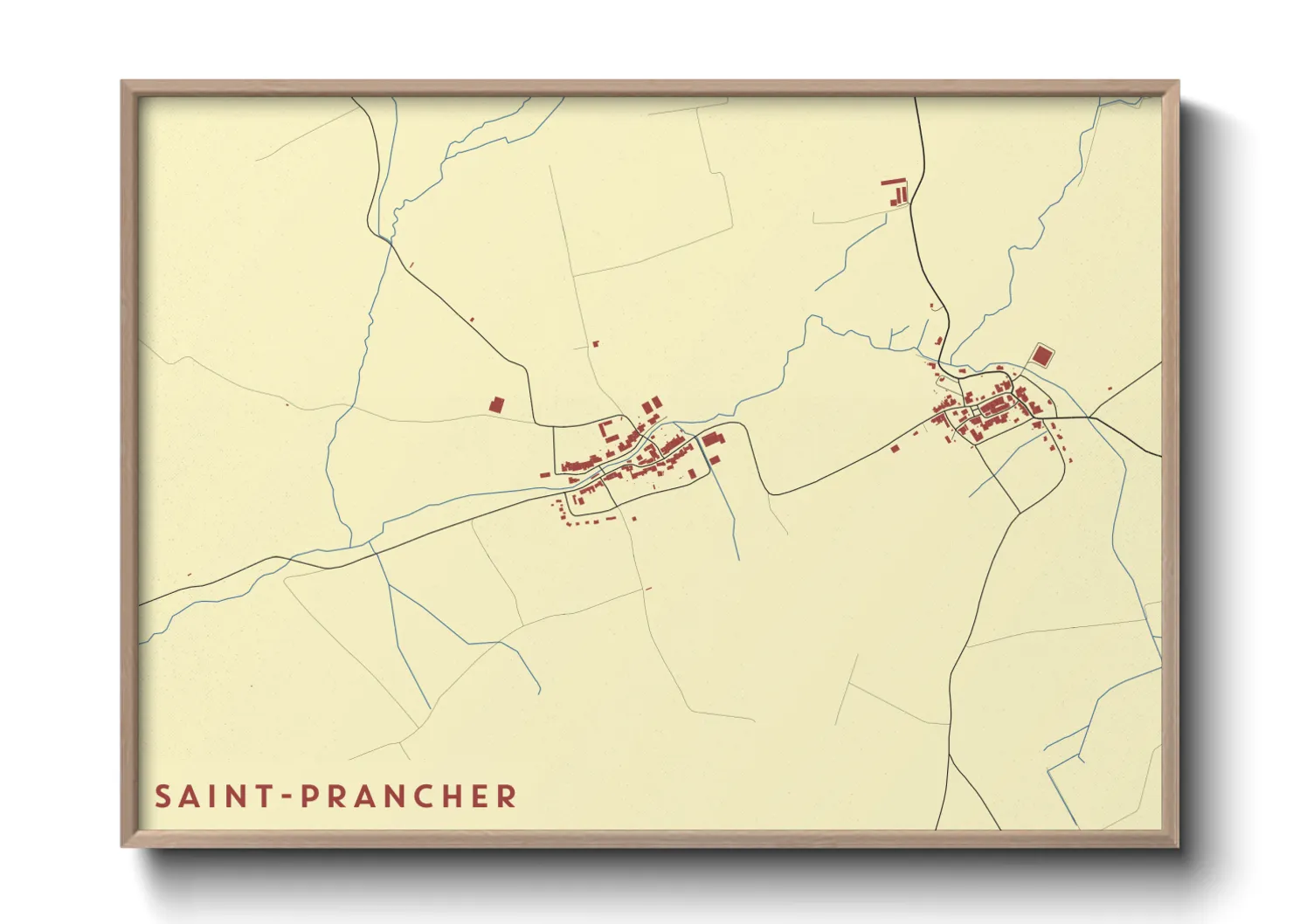 Une affiche de carte sur Saint-Prancher