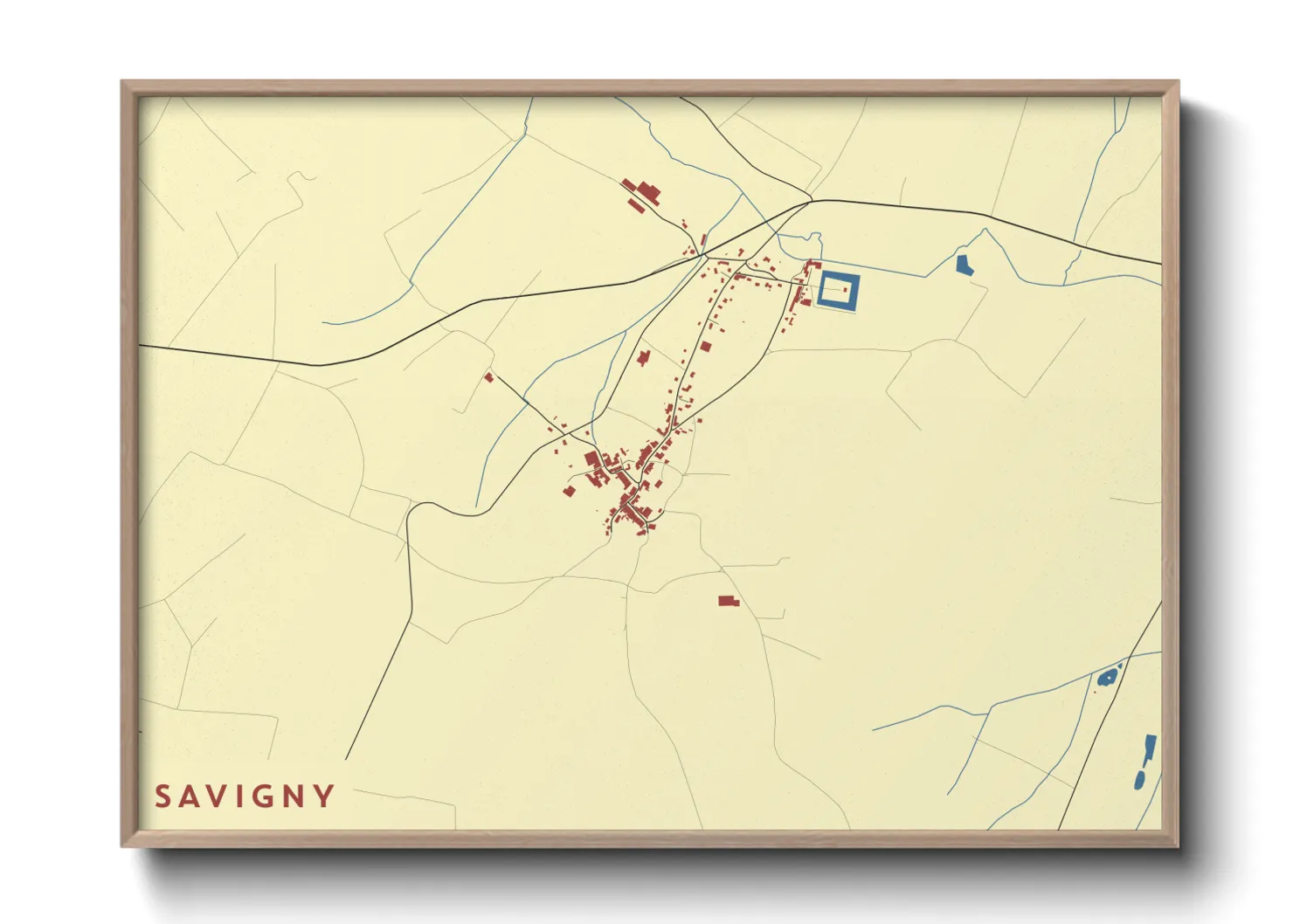 Une affiche de carte sur Savigny