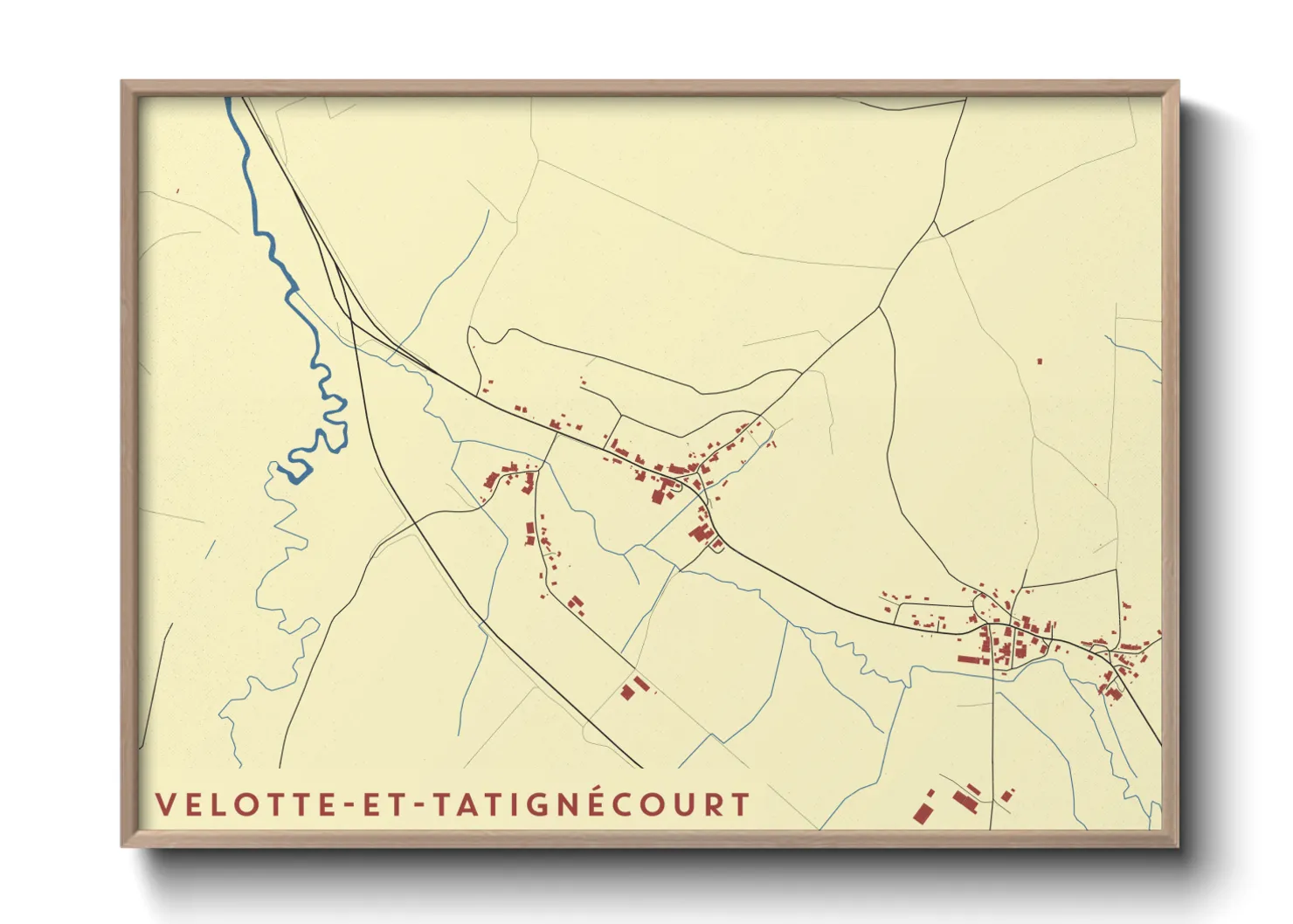 Une affiche de carte sur Velotte-et-Tatignécourt