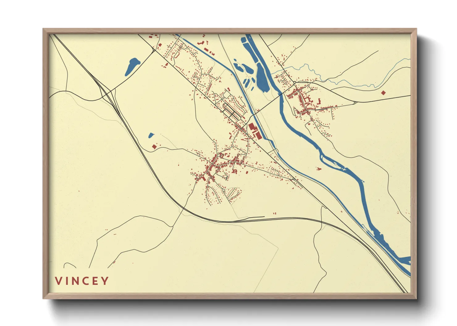 Une affiche de carte sur Vincey