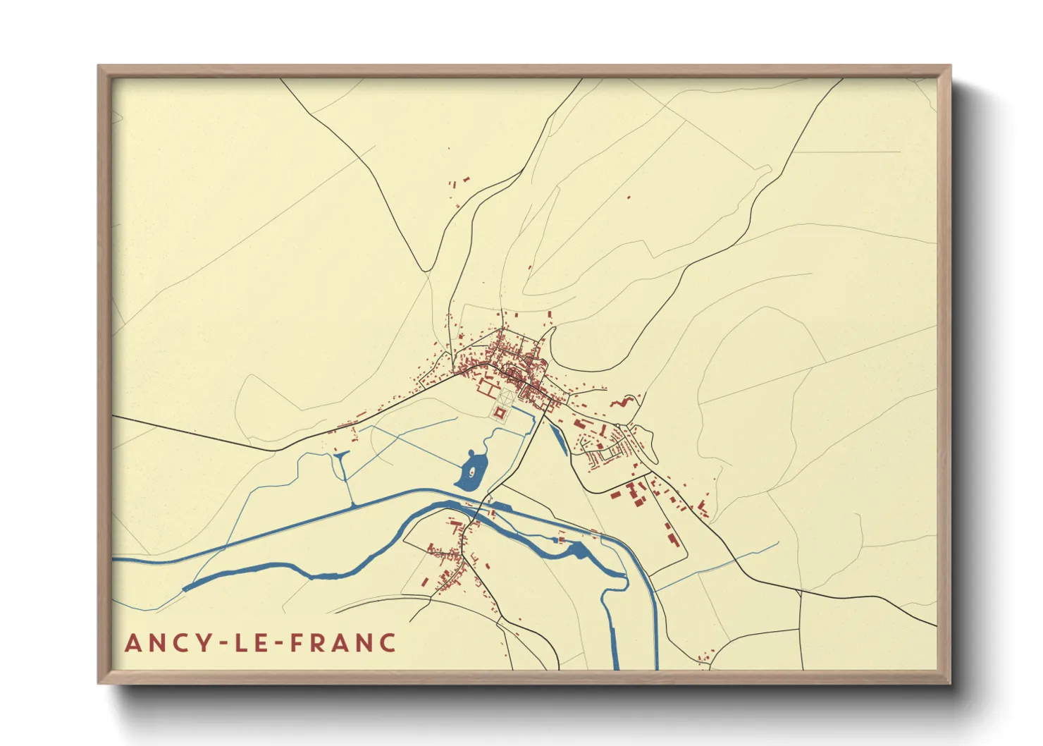 Une affiche de carte sur Ancy-le-Franc