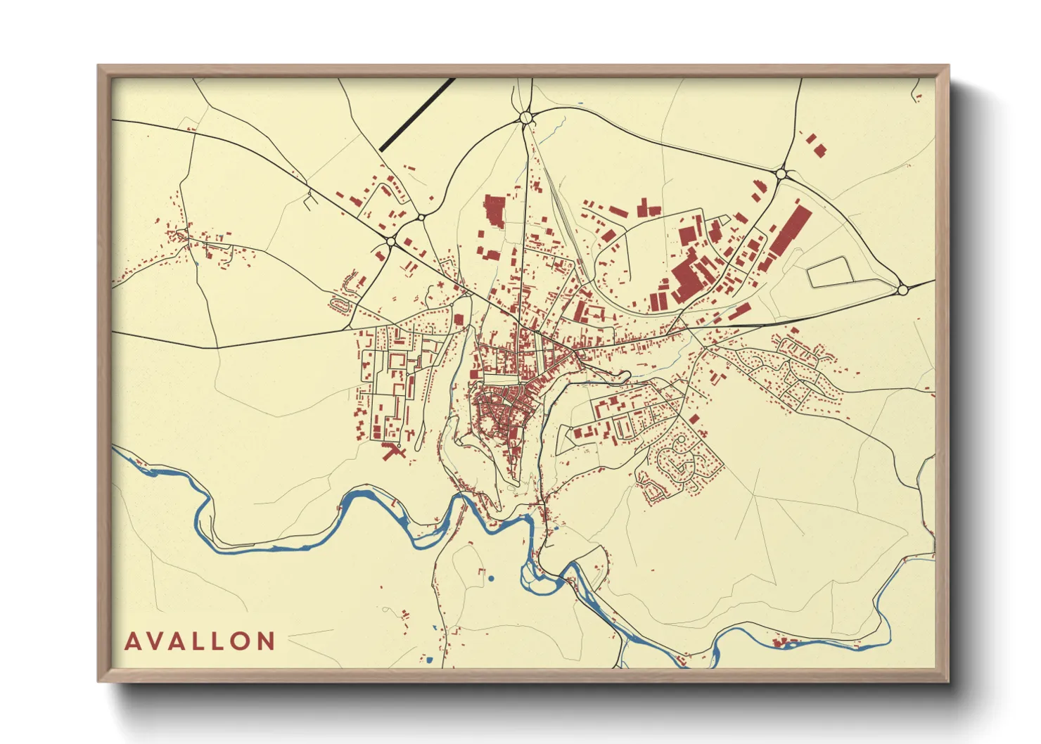 Une affiche de carte sur Avallon