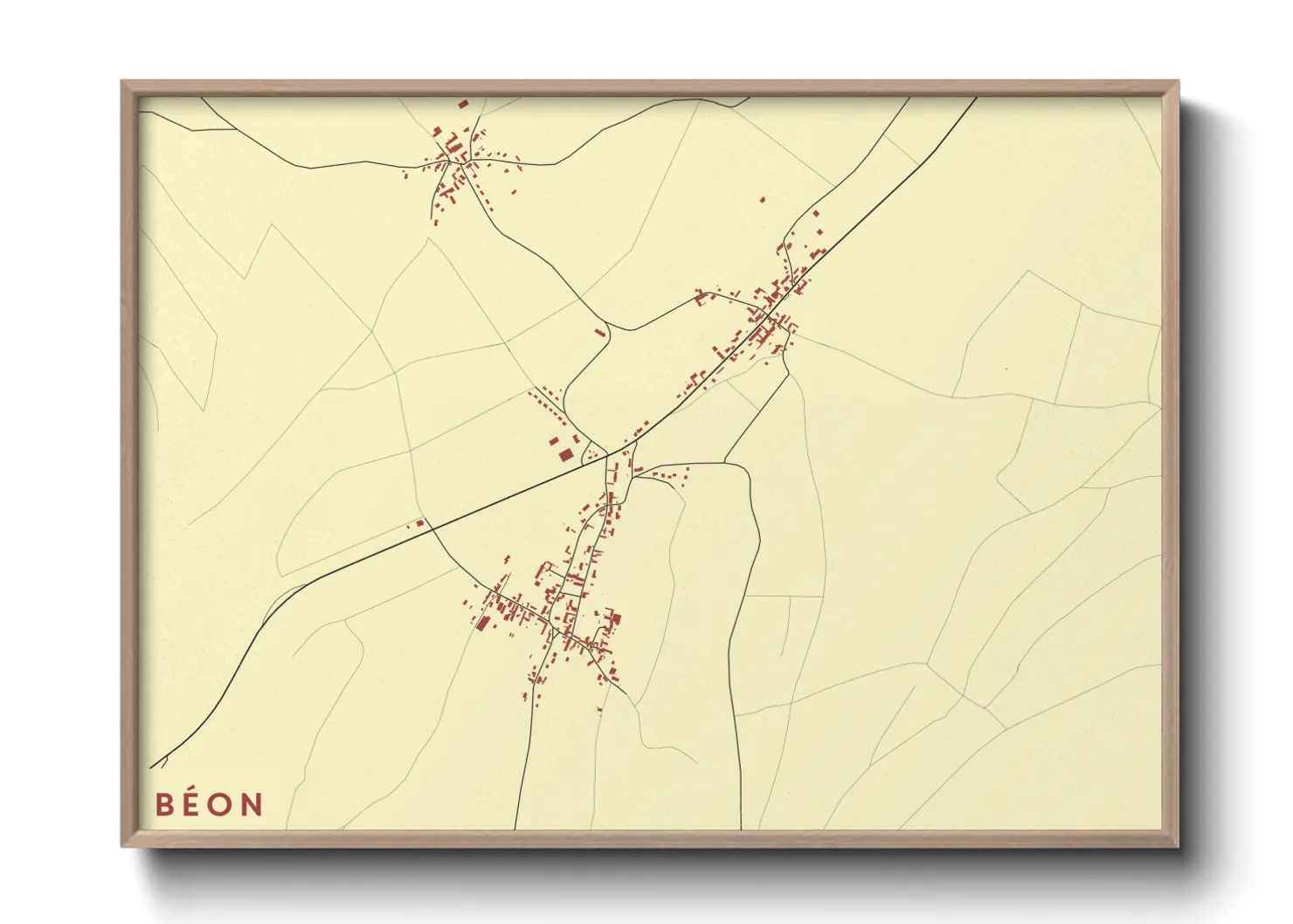 Une affiche de carte sur Béon