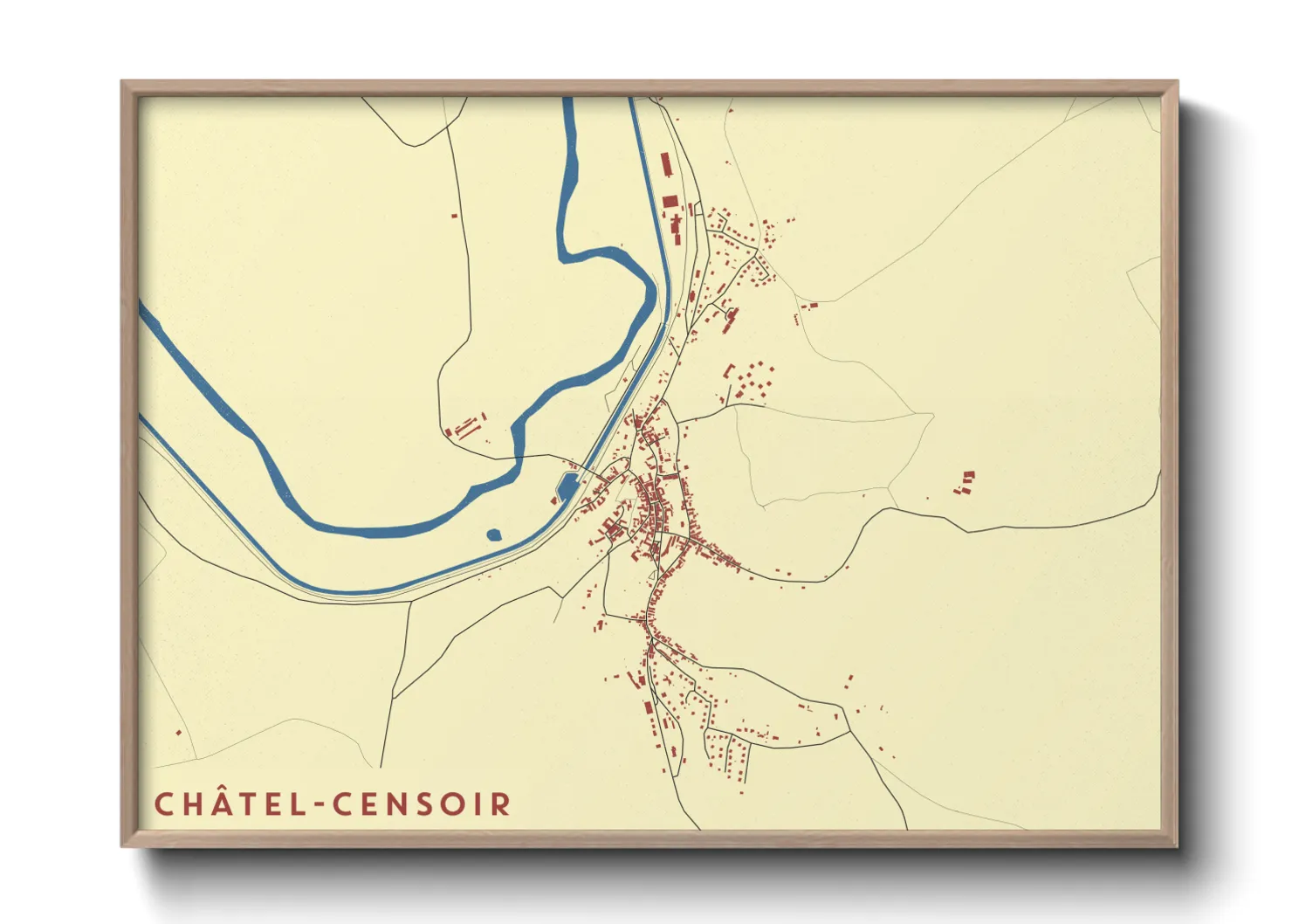 Une affiche de carte sur Châtel-Censoir