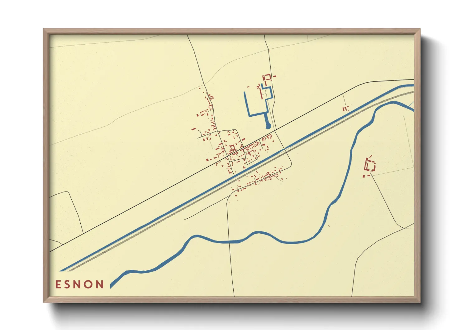 Une affiche de carte sur Esnon