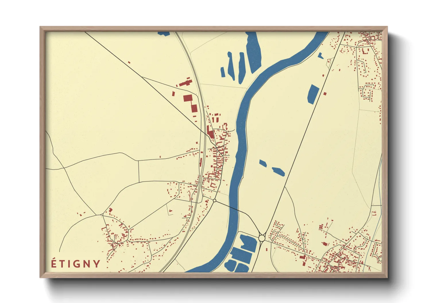 Une affiche de carte sur Étigny