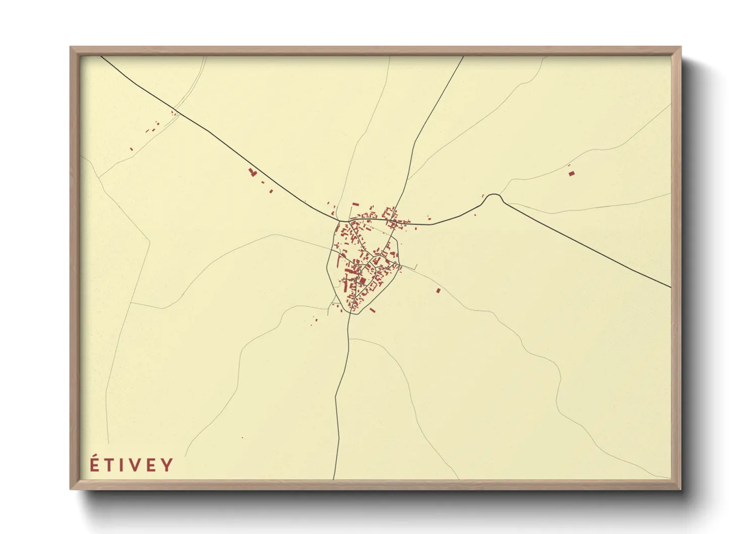 Une affiche de carte sur Étivey