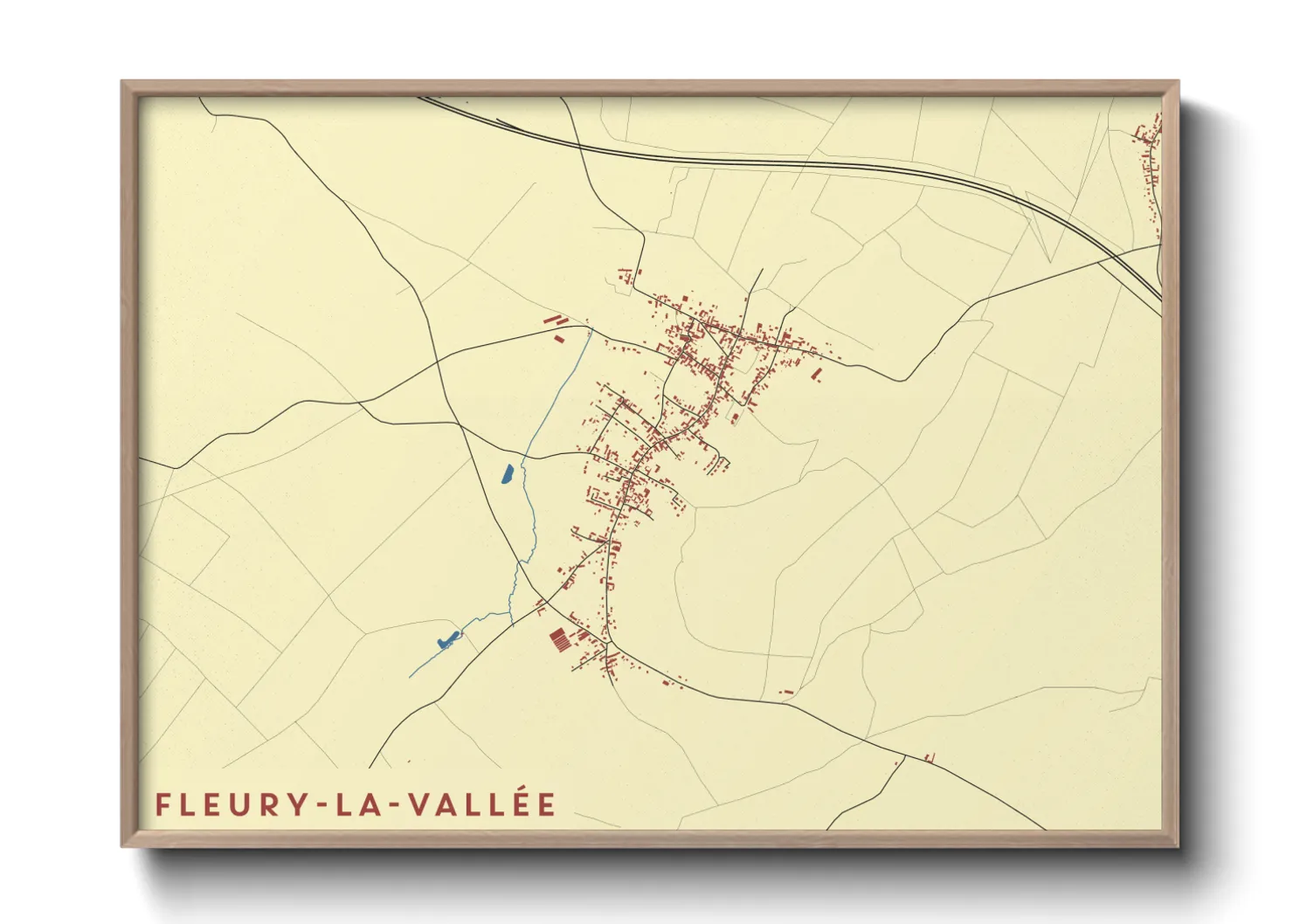 Une affiche de carte sur Fleury-la-Vallée