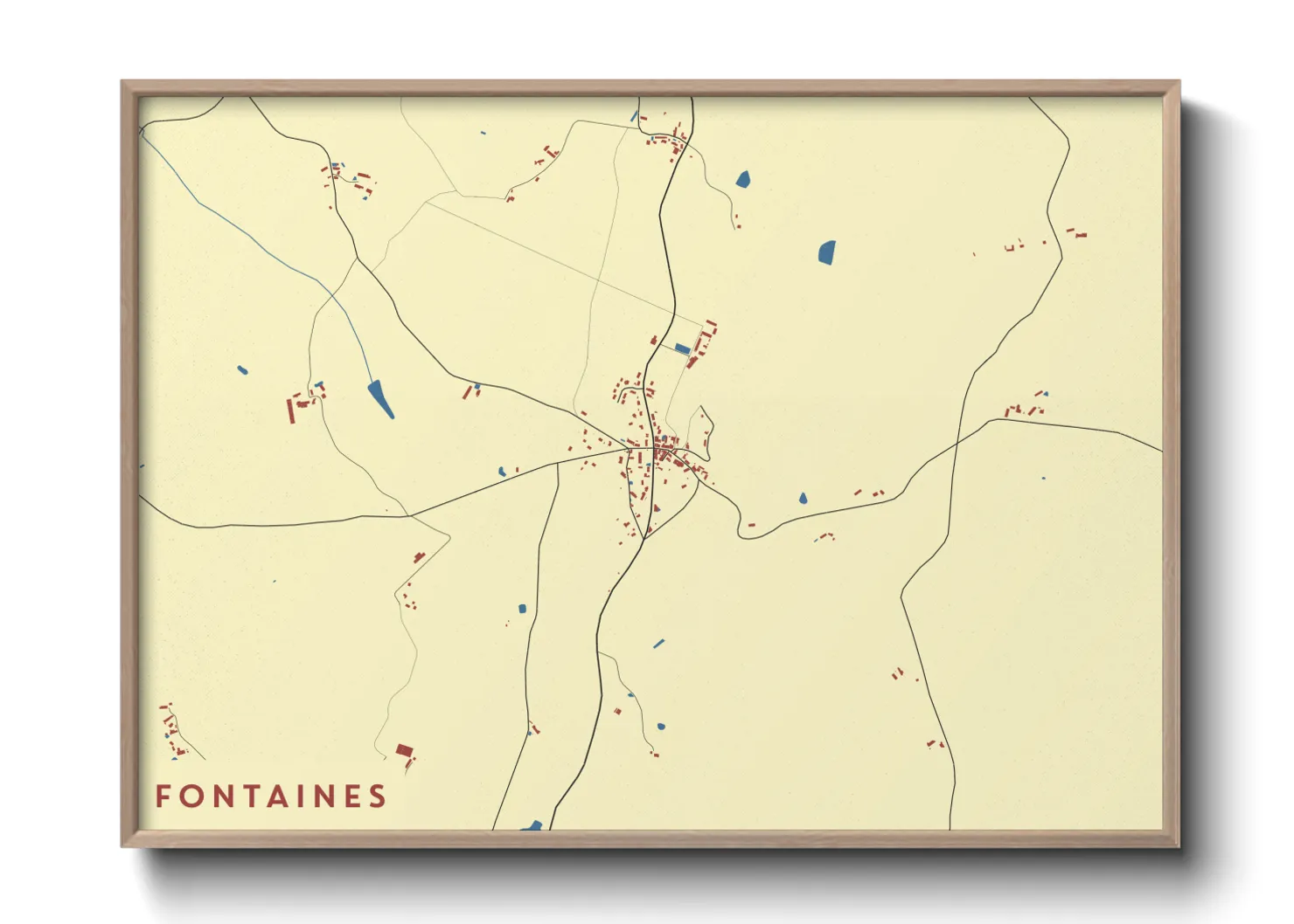 Une affiche de carte sur Fontaines