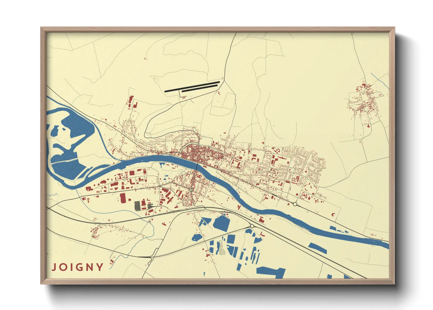 Une affiche de carte sur Joigny