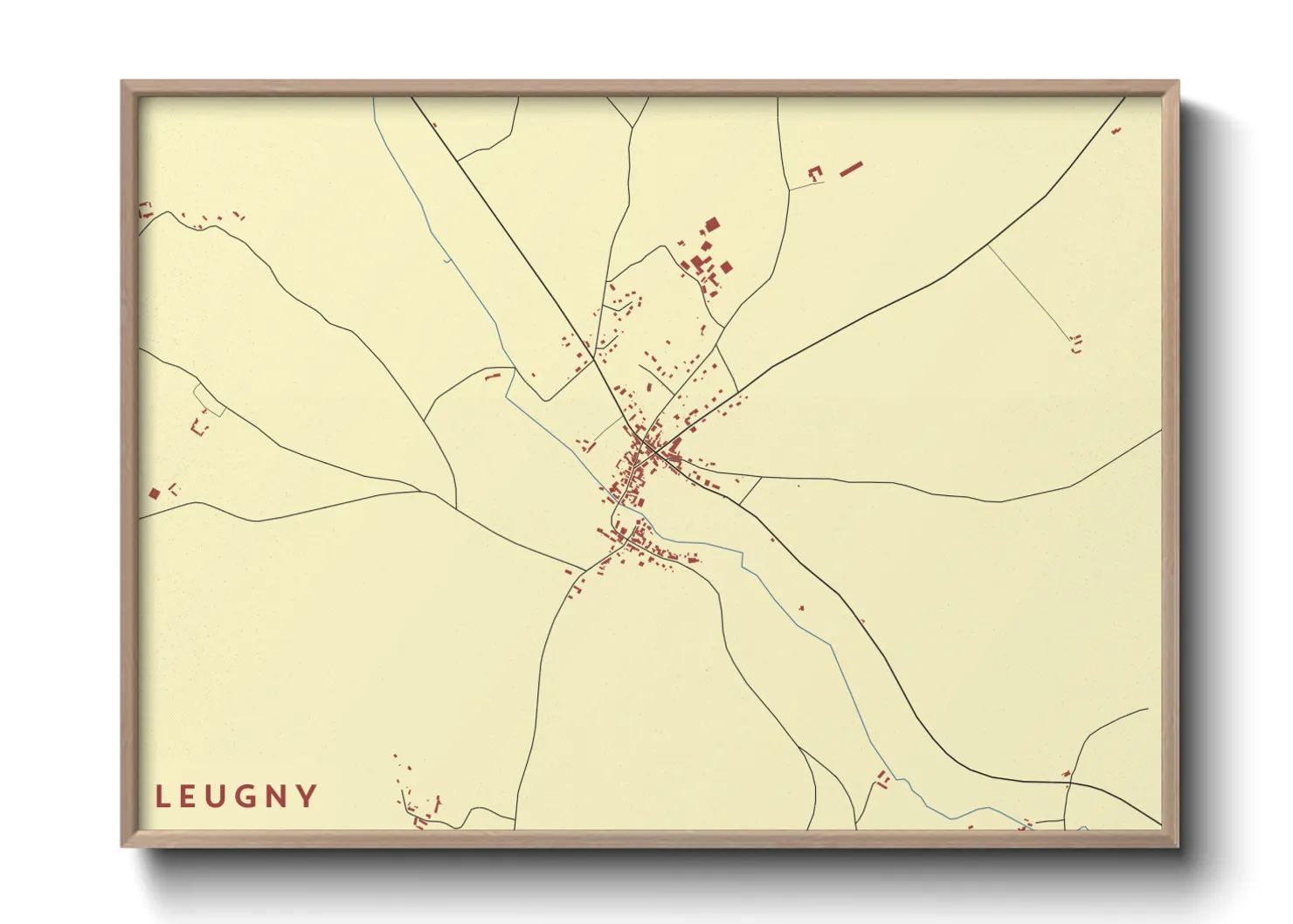 Une affiche de carte sur Leugny