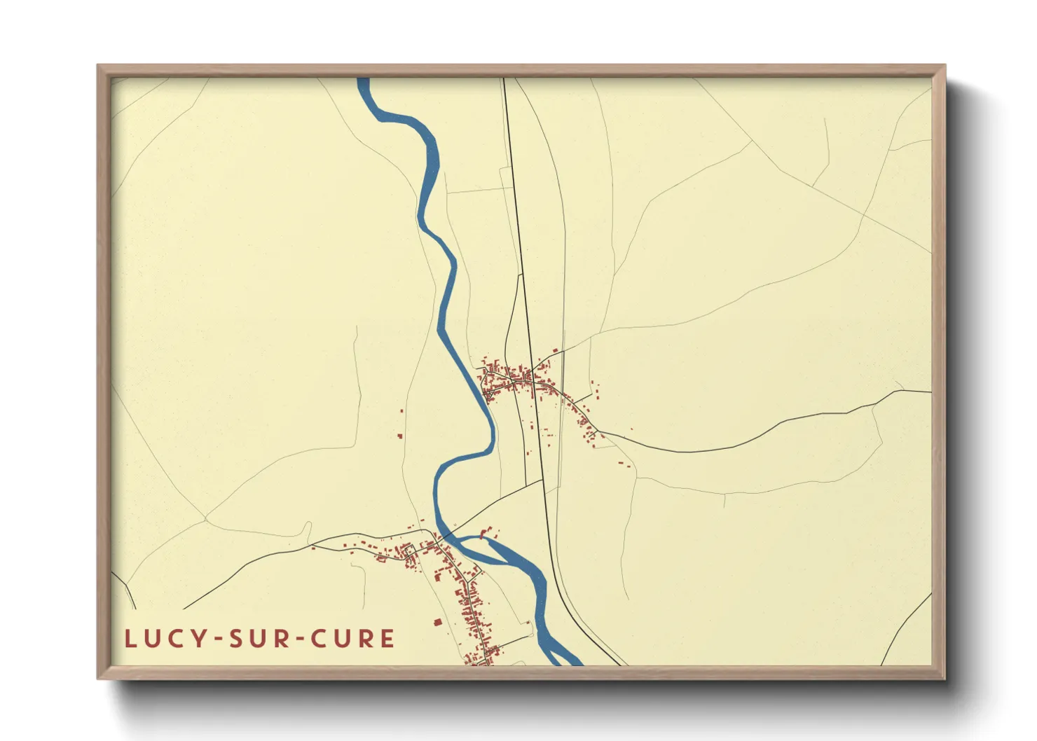 Une affiche de carte sur Lucy-sur-Cure