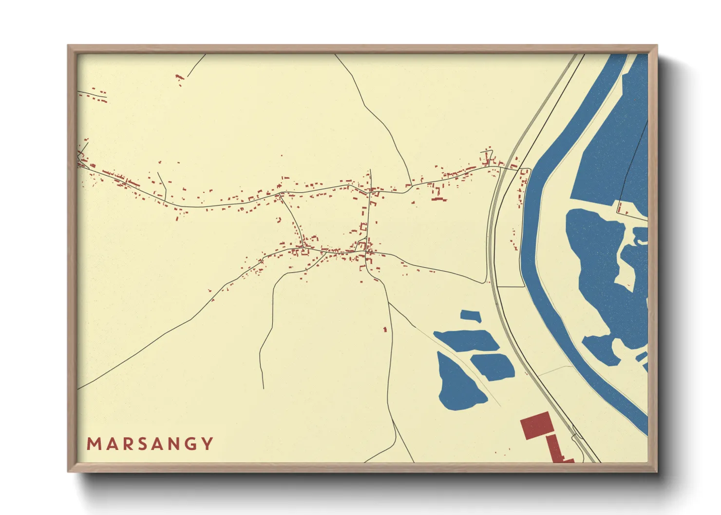 Une affiche de carte sur Marsangy