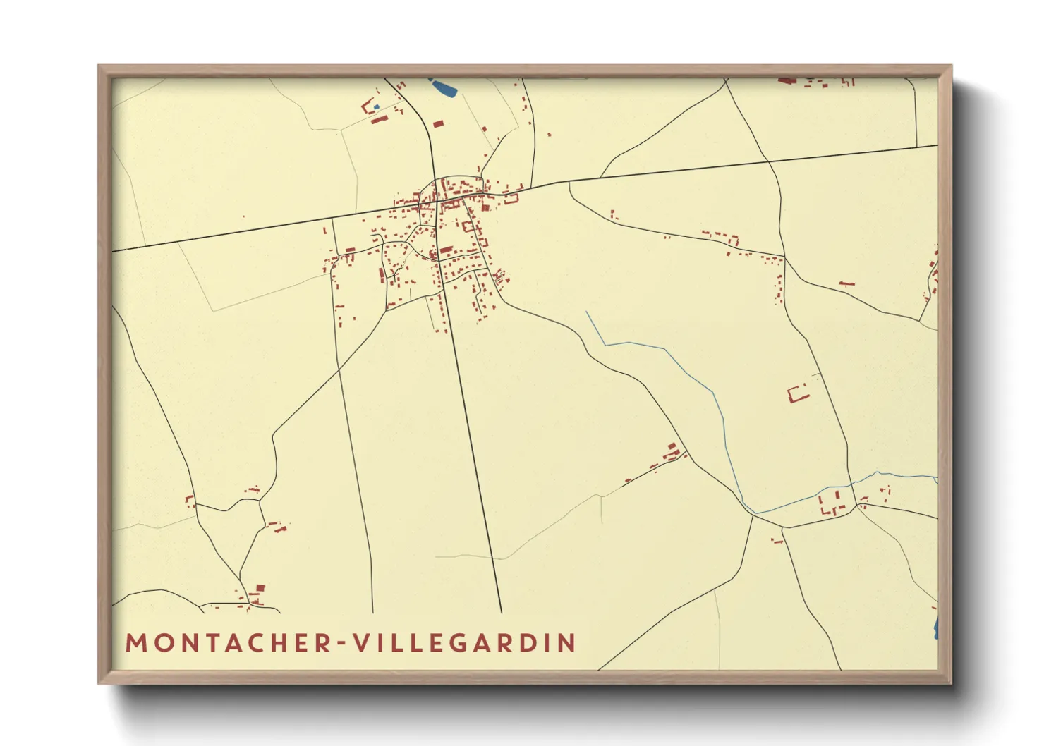 Une affiche de carte sur Montacher-Villegardin