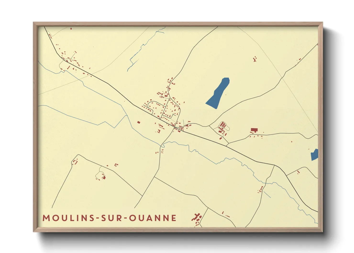 Une affiche de carte sur Moulins-sur-Ouanne