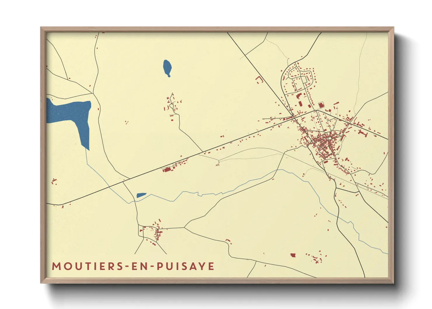 Une affiche de carte sur Moutiers-en-Puisaye