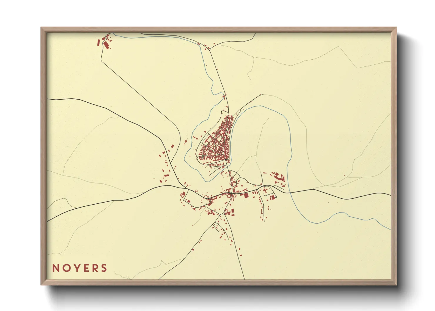 Une affiche de carte sur Noyers