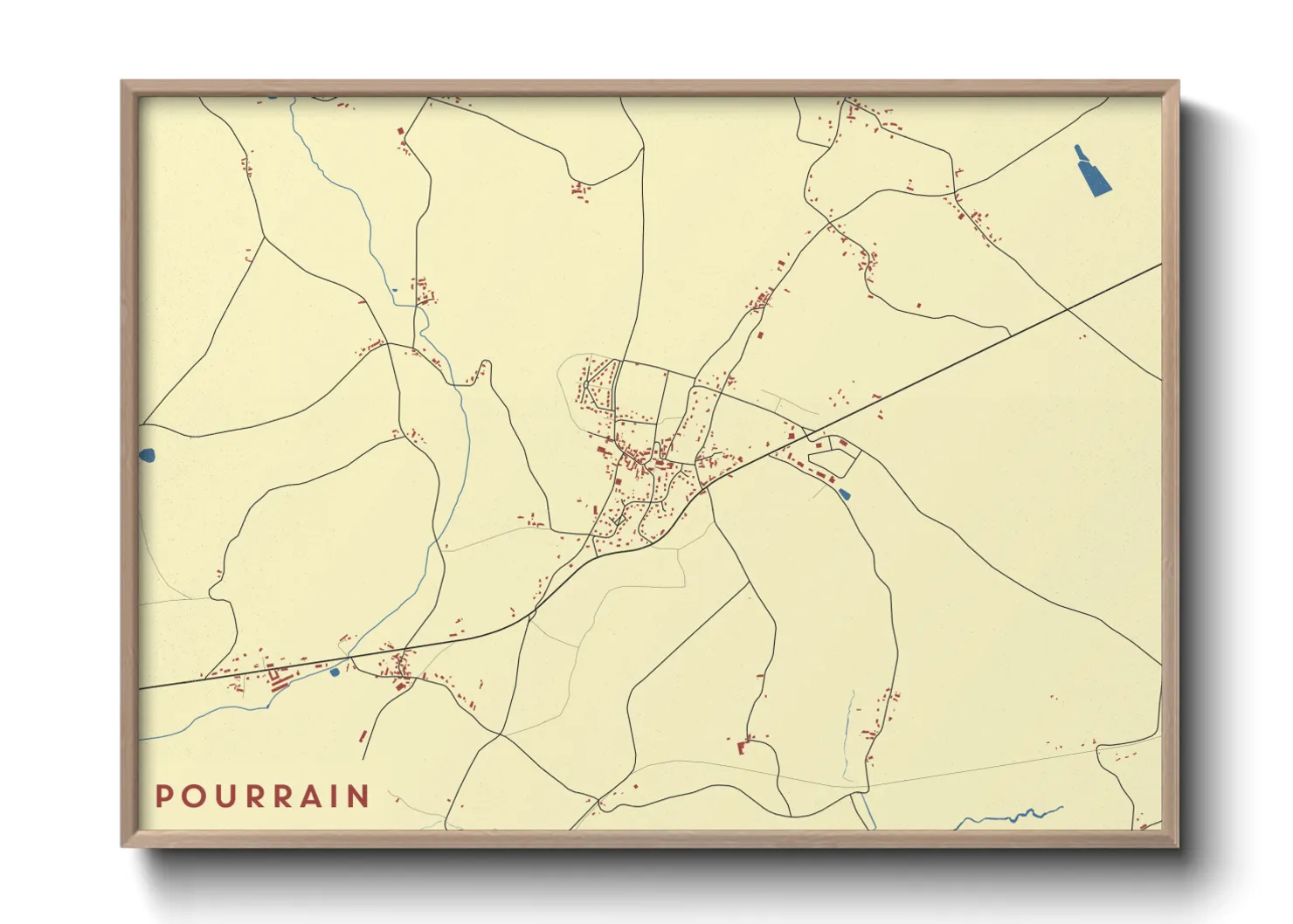 Une affiche de carte sur Pourrain