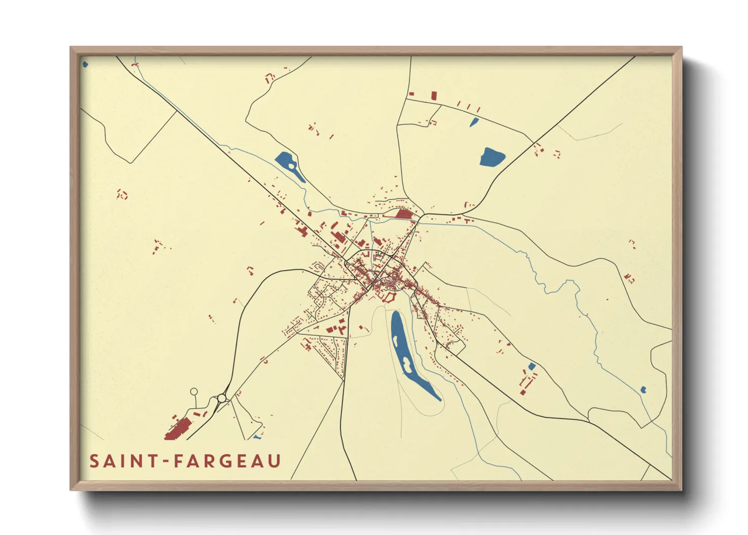 Une affiche de carte sur Saint-Fargeau
