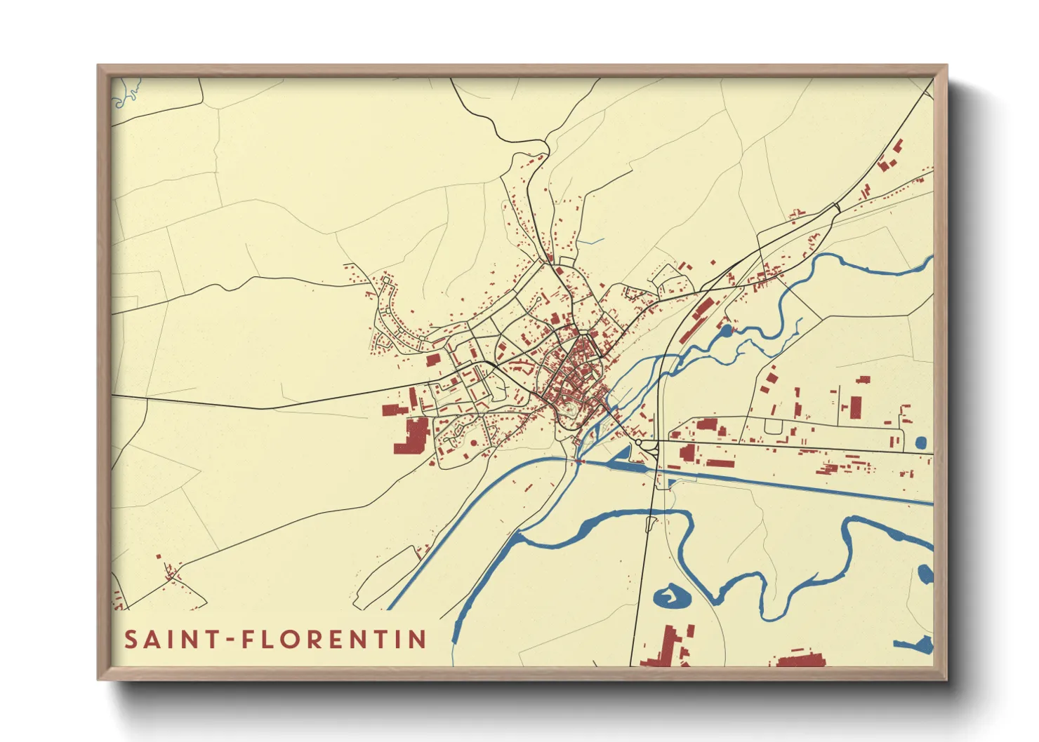 Une affiche de carte sur Saint-Florentin