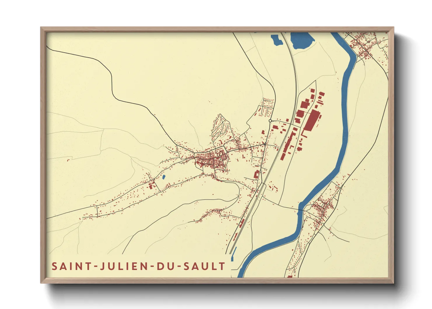 Une affiche de carte sur Saint-Julien-du-Sault